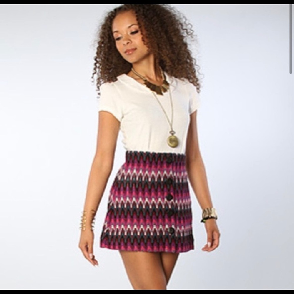 Free people button down chevron sweater retro skirt - Picture 2 of 7